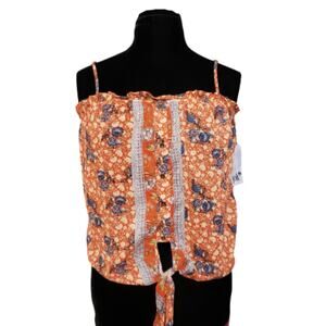 NWT Spaghetti Strap Ruffled Knot Crop Top XL